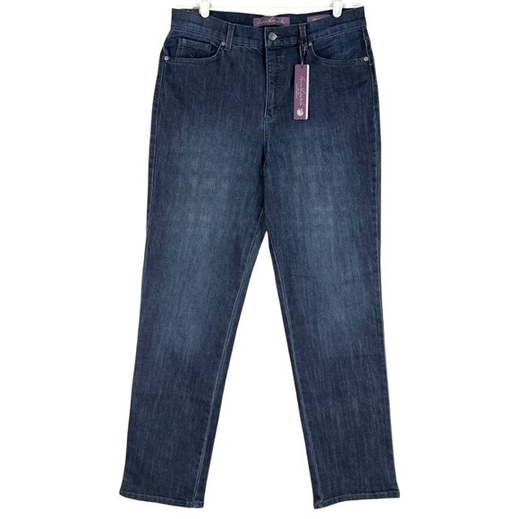 Gloria Vanderbilt Amanda Womens Mid-Rise Tapered Blue Slimming Jeans Size 12 NWT - Picture 1 of 10
